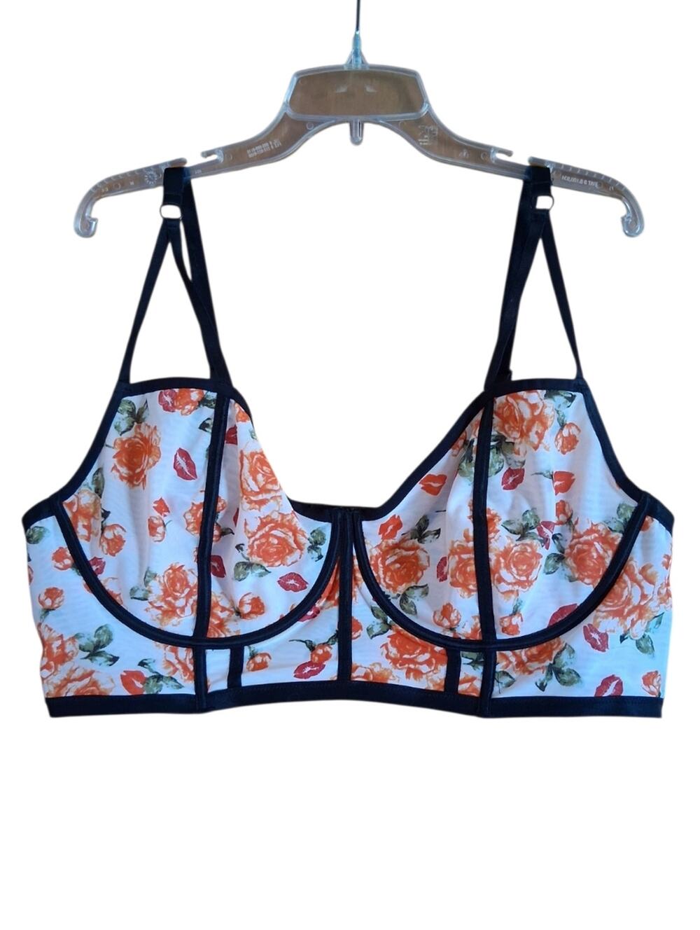 Torrid Curve Floral Unlined Bra White Size 4